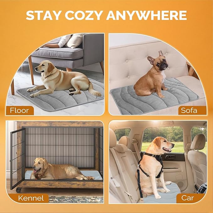Cozyide Dog Crate Pad, Medium Reversible Dog Cooling Mat(Cool & Warm), Washable Soft Crate Mat for All Season, 28" L x 22" W, Dark Grey & Light Grey