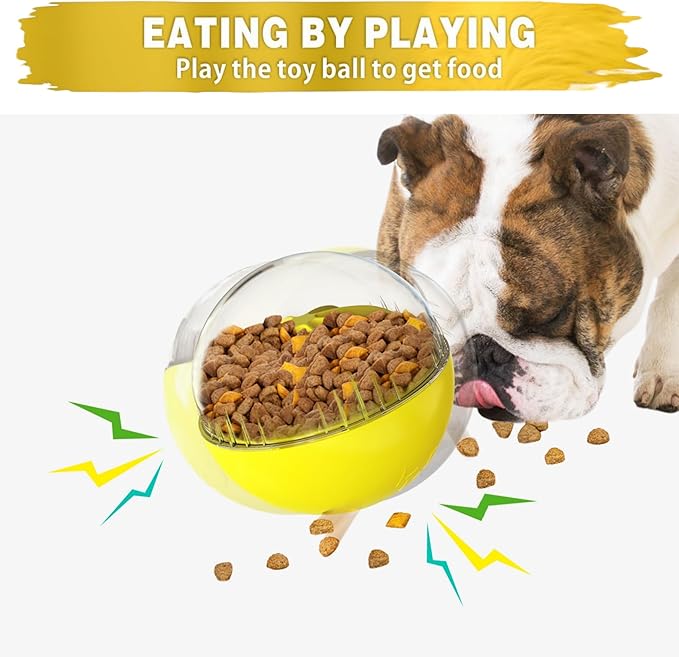 Enrichment Interactive Dog Treat Toy - Level 1 Mental Stimulation for Dogs, Dog Toys for Boredom Busy (Beginner-Yellow 5.6" Squeaky Ball)