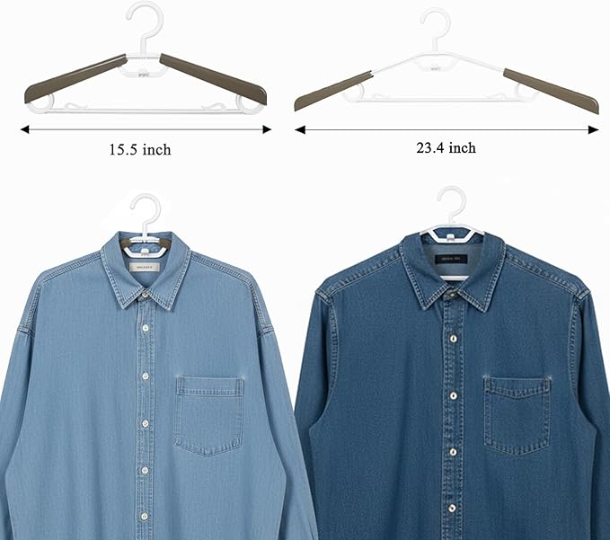 6-Pack Heavy Duty Plastic Extra-Wide Arm 15"-23" Suits Clothes Hangers with Swivel Hooks,Perfect for Coat,Jacket,Dress,Shirt,Trousers or Closet Space Saving,Grey&White