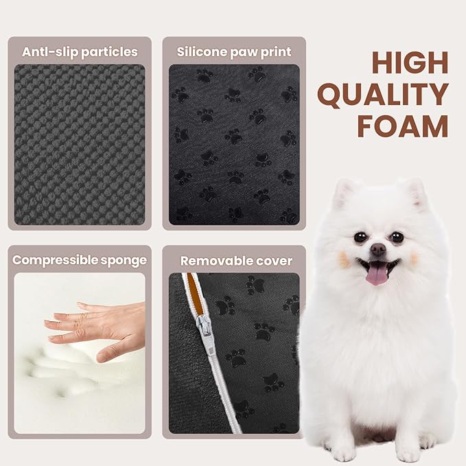5 Steps Dog Stairs for Bed, 24" Dog Steps for High Bed, High Density Pet Steps for Small Dogs, Extra Wide Non-Slip Dogs Ramp for Injured, Older Pets, Small Cats, Black