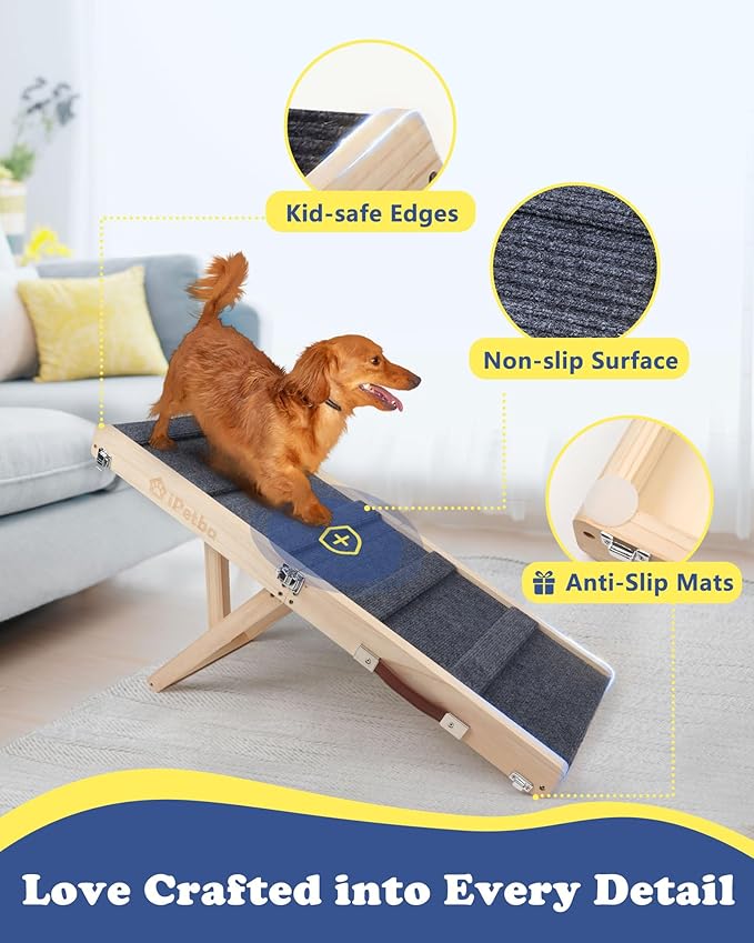 Small Dog Ramp for Bed Couch Car Folding Portable Pet Ramp for Cats Adjustable Height 21", Up to 35 lbs