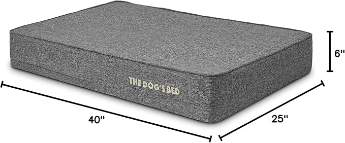 The Dog’s Bed Orthopedic Memory Foam Dog Bed, Large Grey Linen 40x25, Pain Relief for Arthritis, Hip & Elbow Dysplasia, Post Surgery, Lameness, Supportive, Calming, Waterproof Washable Cover