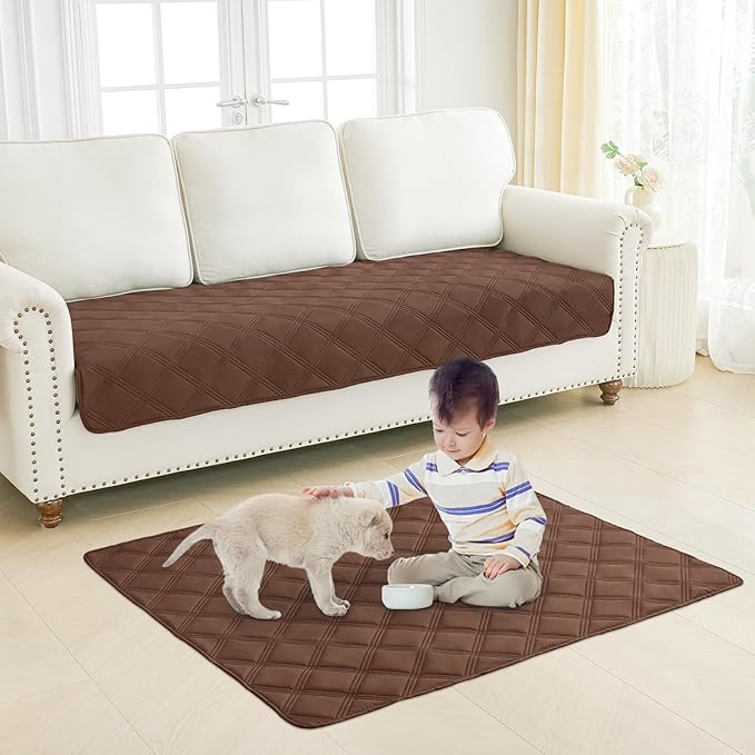 Smiry Waterproof Dog Bed Cover Blanket 82x82, Soft Reversible Pet Blanket, Washable Leakproof Cats Dogs Couch Cover for Sofa, Couch, Furniture, Brown/Chocolate
