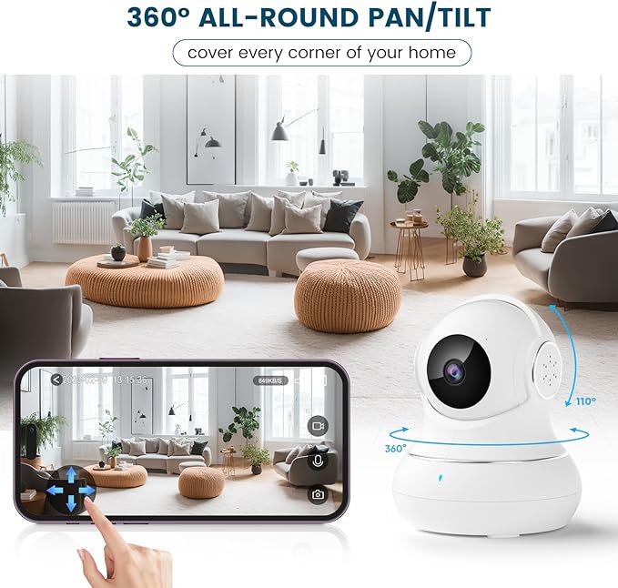 litokam Security Camera Indoor 2K, 360 Pan/Tilt Cameras for Home Security with Motion Detection, Baby Monitor for Pet/Dog with Night Vision, 2.4GHz WiFi Cam with Phone App & 2-Way Audio