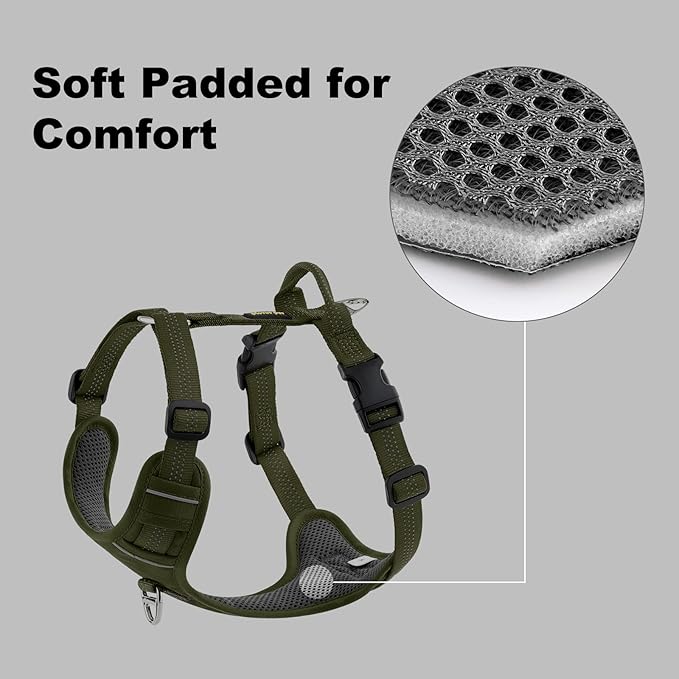 Plutus Pet No Pull Dog Harness, Reflective Adjustable Dog Vest Harness with Handle, Escape Proof, Soft Padded for Small Medium Large Dogs (Ranger Green, XS)
