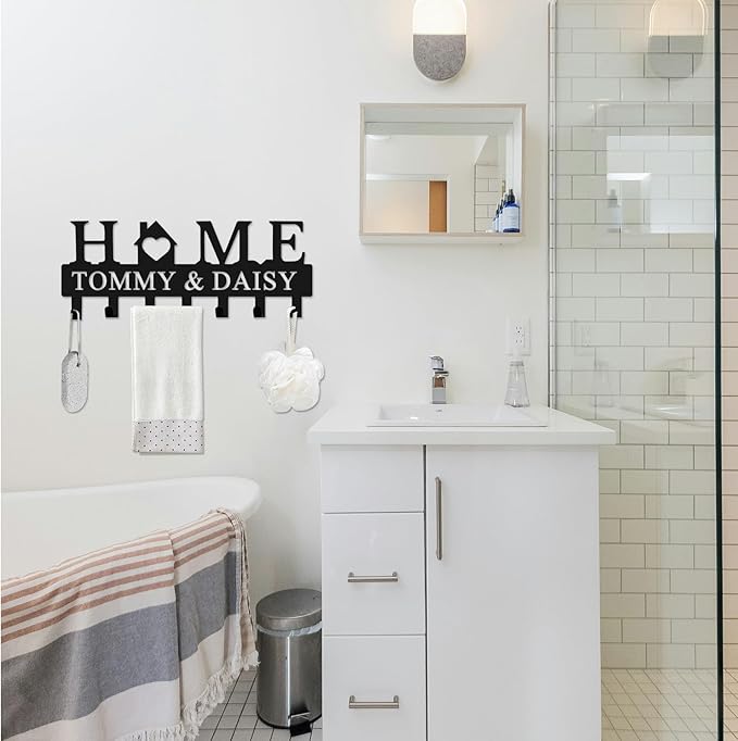 Personalized Metal Key Holder Wall Mount with Family Name Custom Key Hooks Wall Mounted Key Hooks Monogram Name Decor for Kitchen Entryway Hallway Office Doorway