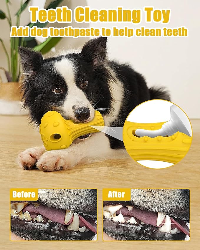Dog Chew Toys for Aggressive Chewers, Rubber Treat Dispensing Stimulation Toy to Keep Them Busy, Durable Interactive Enrichment Puzzle Toy for Medium Large Breed Dogs