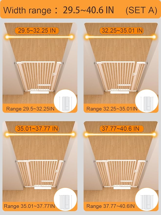 55.11" Extra Tall Cat Gate 29.5-40.6 Wide Cat Gate with Small Cat Door Safety Pet Gate NO Drilling Pressure Mount Kit for Cats and Dogs Indoor Doorways liveing Room Bedroom