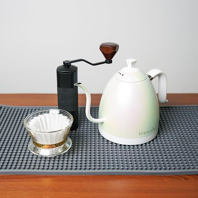 Brewista Artisan Electric Gooseneck Kettle, Water Boiler with LCD Panel, Precise Temperature Control, Fast Boiling and Keep Warm Settings for Pour-Over Coffee & Tea, Café, 1 Liter (White Iridescent)