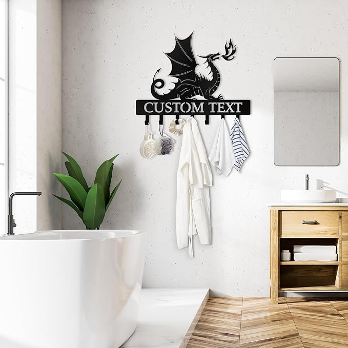 Personalized Dragon Key Holder for Wall, Animals Theme Key Holder Wall Mount, Dragon Wall Decor, Decorative Key Rack Coat Hooks for Living Room Bedroom Hallway, Home Decor Gifts