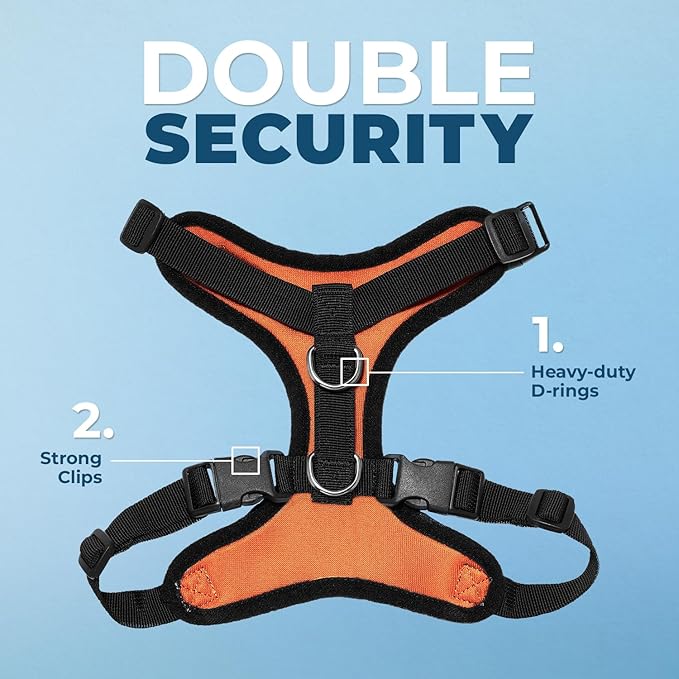 Voyager Step-in Pet Harness - All Weather Mesh, Adjustable Step in Harness for Cats and Dogs by Best Pet Supplies - Orange/Black Trim, XS