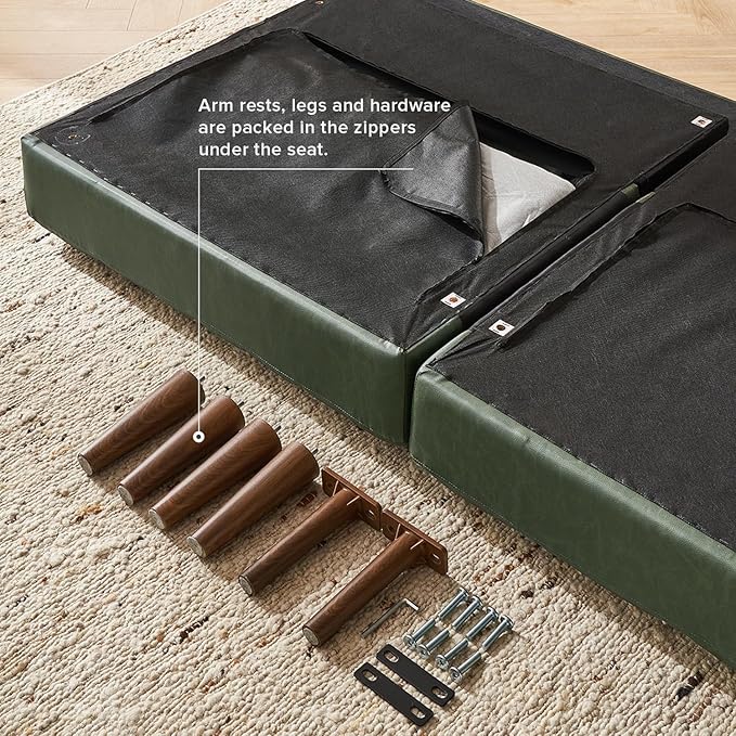 mopio 76.4" Futon Sofa Bed, Couch, Loveseat, Sleeper Sofa, Mid Century Modern Futon Couch, Sofa Cama, Couches for Living Room (Aaron PU, Sage Green)