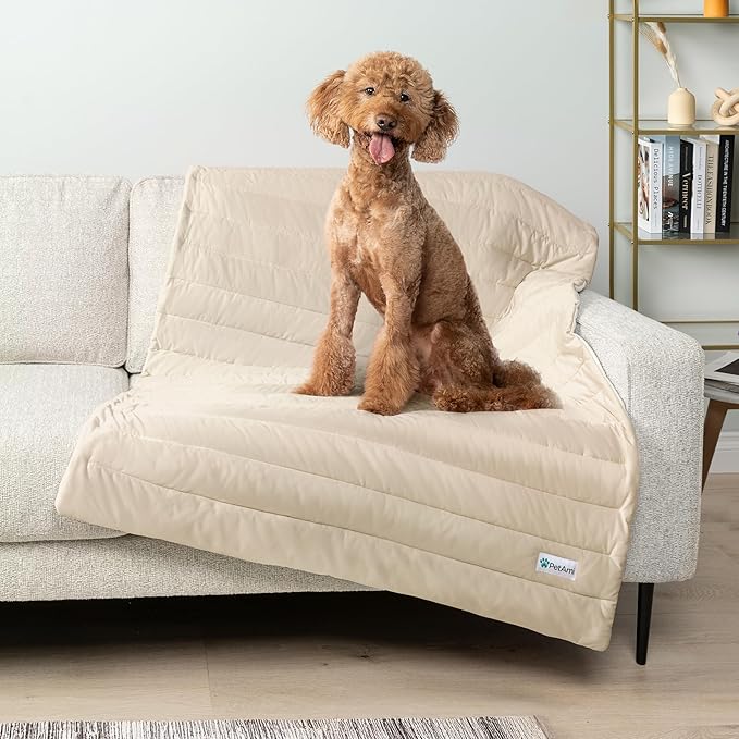 PetAmi Cooling Mat for Dog, Premium Pet Cooling Blanket for Crate Kennel, Indoor Cat Cool Sleeping Pad, Q-MAX Cold Sofa Couch Cover for Summer, Taupe/Beige, Large (40x60)