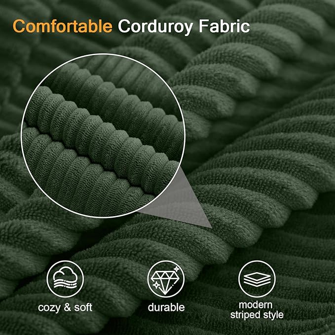 COMAX Convertible Sofa Bed Queen, Folding Fold Out Couch Bed, Floor Futon Couch Corduroy Sleeper Mattress with Back Pillows, Boneless Sofa Comfy Lounge Loveseat for Living Room Bedroom, Green
