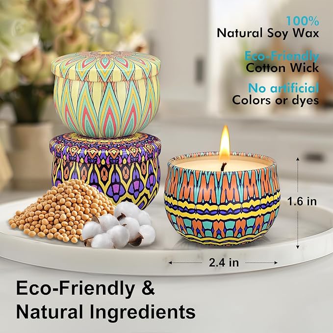 Scented Candles Gift Set, 12/24/48 Pack Candles for Home Scented, Long Lasting Soy Candle, Birthday Gifts for Women, Aromatherapy Candle for Stress Relief, Relaxation, Bath, Yoga