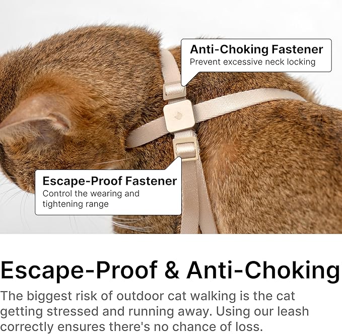 Cat Harness Escape-Proof Anti-Choking Adjustable Nylon Harness Lightweight with Anodized Aluminum Buckle, Ideal for Cats Outdoor Walking Training, IDA Award (Monet Purple, S (13.8"))