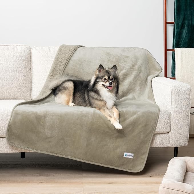 PetAmi Waterproof Dog Blanket for Extra Large Dogs, Pee Proof for Bed Couch, Reversible, Soft Dog Crate Cover Washable, Queen 90x90 Taupe