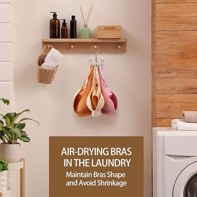 ZEDODIER Tank Top Hanger, Rotatable Bra Organzier for Closet, Max 24 Storage Capacity Sport Bras Holder, Metal Space Saving Closet Organizers and Storage, Silver