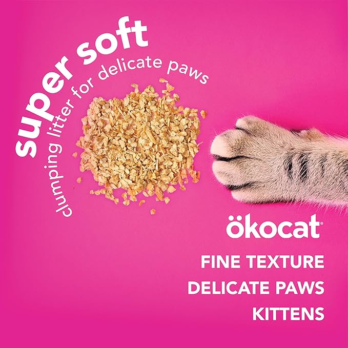 ökocat Super Soft Wood Clumping Cat Litter, Unscented, 10.6 pounds - Natural Ingredients, Stops Odor, Clumps Solid, 99% Dust Free, Great for All Cats, Sensitive Paws, Kittens