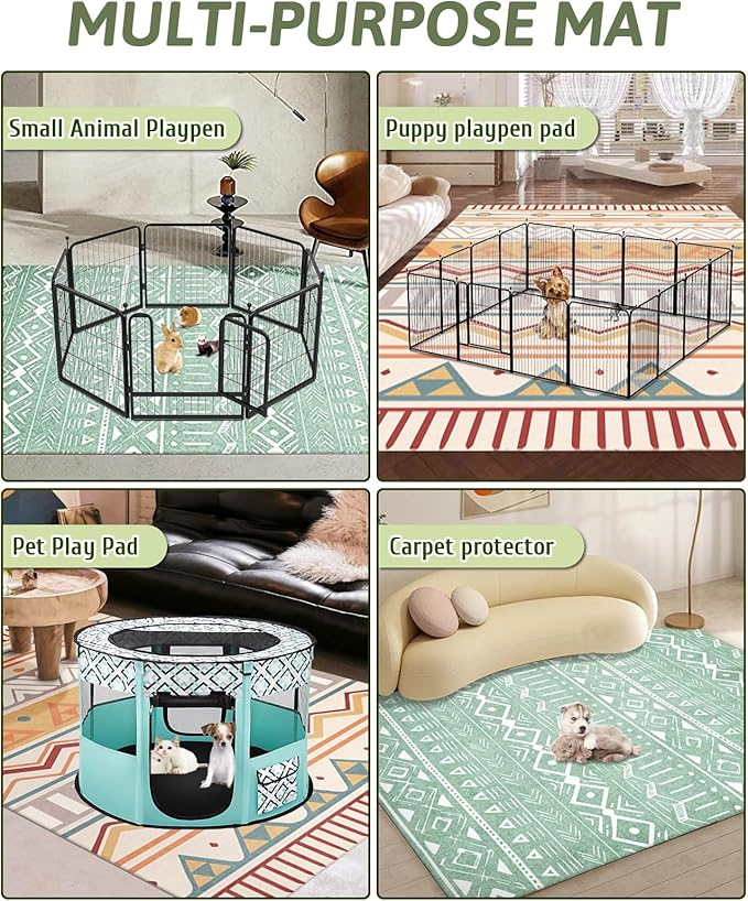 BNOSDM 91" X 63" Extra Large Bunny Cage Liner Washable Guinea Pig Mat Large Animals Mats Animal Pads for Floor Indoor Rabbit Carpet for Chinchillas Cats Ferrets Dogs