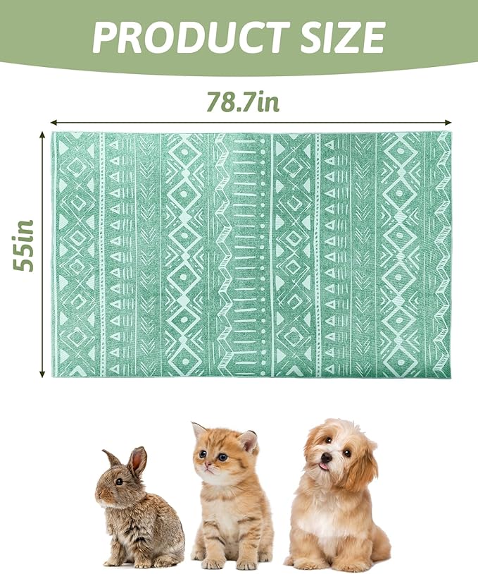 BNOSDM 79" X 55" Washable Bunny Cage Liners Large Rug for Rabbits Large Non Slip Pad for Bunnies Resuable Rabbit Cushion for Chinchillas Cats Guinea Pigs Ferrets Dogs