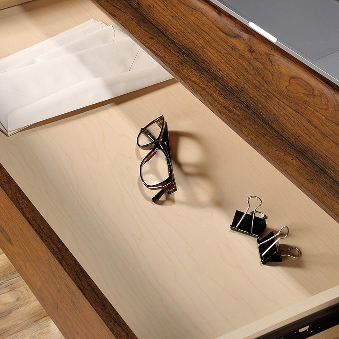 Sauder Carson Forge Rustic Vintage Computer Desk with Drawers Storage, in Washington Cherry finish