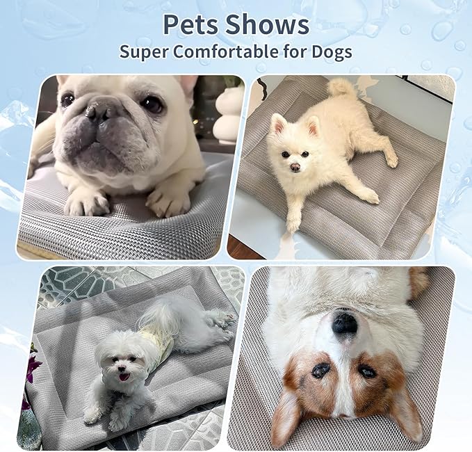 Cooling Mat for Dogs Washable Puppy Sleeping Mat Anti-Slip Durable Dog Crate Pad Comfortable Breathable Skin Friendly Outdoor Mattress Grey (42×28×1.2 inches)