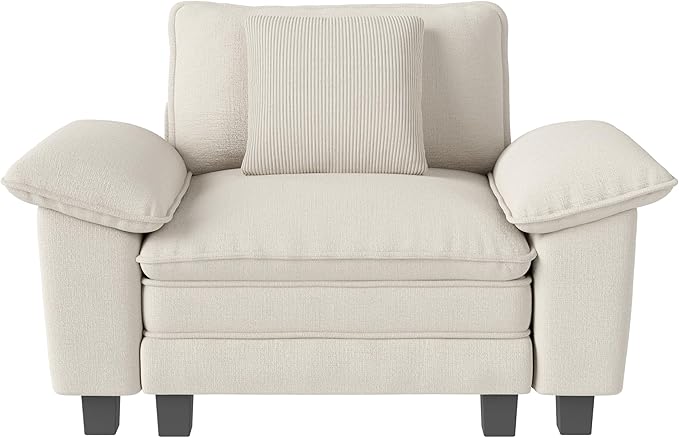 53.5" Modular Sectional Single Sofa, Soft Plush Chenille Armchair with Comfortable Deep Seat & Removable Arms for Living Room,Beige