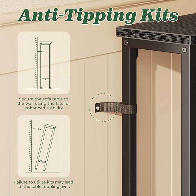 SUPERJARE 102.4 Inch Sofa Table with Power Outlets and USB-C Ports, 5.9 Inch Narrow Console Tables, Entryway Hallway Couch Tables with Storage, Behind Sofa, Small Spaces, Living Room, Black