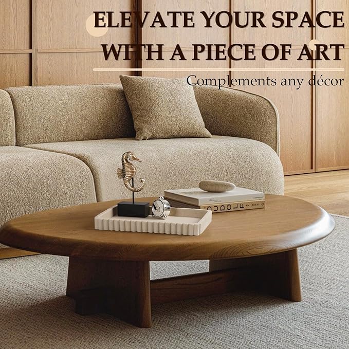 Resin Decorative Tray for Coffee Table Decor, 14" Coffee Table Tray Ottoman Tray Table Centerpieces, Rectangular Modern Decorative Trays for Home Decor, Living Room, Entry, Resin Beige