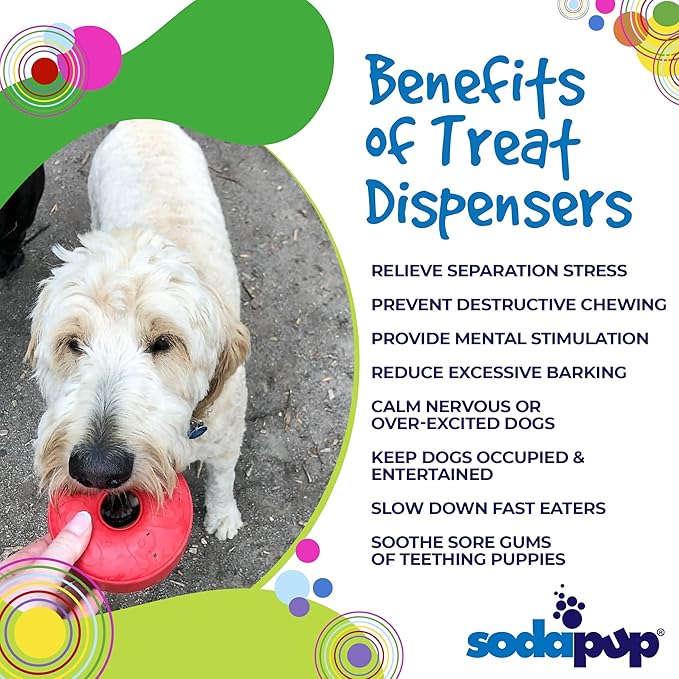 SodaPup Life Ring – Durable Dog Treat Dispenser & Chew Toy Made in USA from Non-Toxic, Pet Safe, Food Safe Natural Rubber Material for Mental Stimulation, Problem Chewing, Calming Nerves, & More