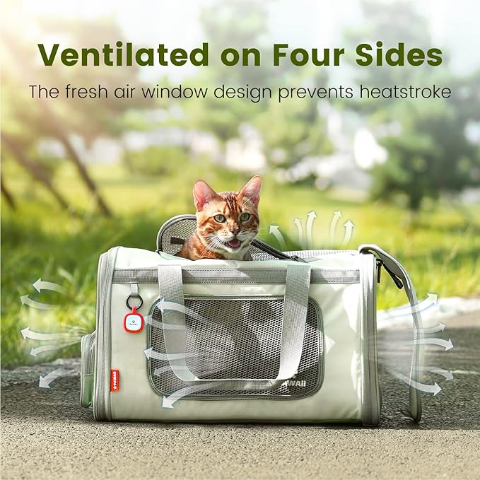 Pawaii Cat Carrier with ID Tag, TSA Airline Approved Cat Carrier, Soft Sided Collapsible Pet Travel Carrier, Foldable Cat Bag, Portable, Comfortable, Convenient Cat Travel Carrier