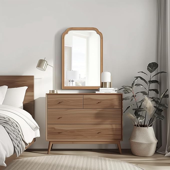 HOMECOOKIN Wood Bathroom Mirrors for Wall Mounted, 20" x 30" Rustic Wood Frame Wall Mirrors Decorative for Living Room or Bedroom Vanity Mirror (DH) B