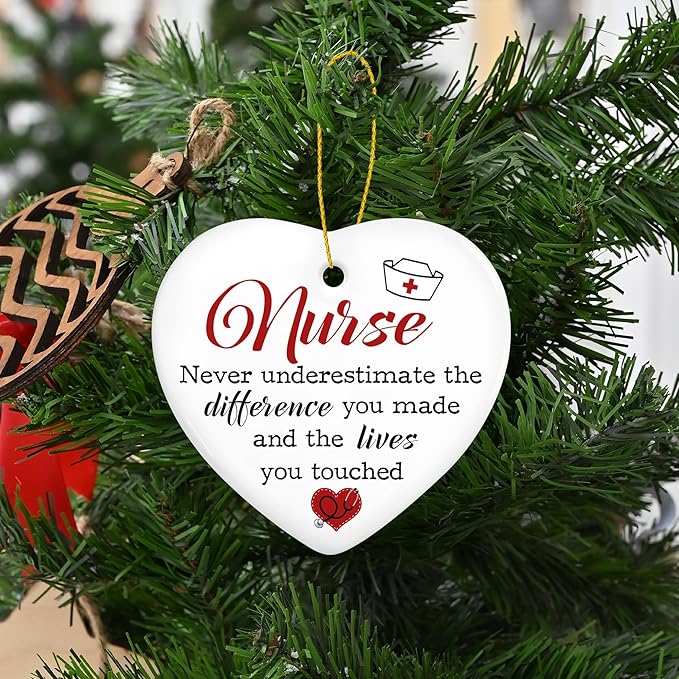 GEEMBI Christmas Nurse Gifts for Women - Ceramic Christmas Ornaments 2025 for Tree Decorations - RN LPN Appreciation Thank You Gifts for Nurses Female, Nurse Gift, Inspirational Gift for Nurses Female