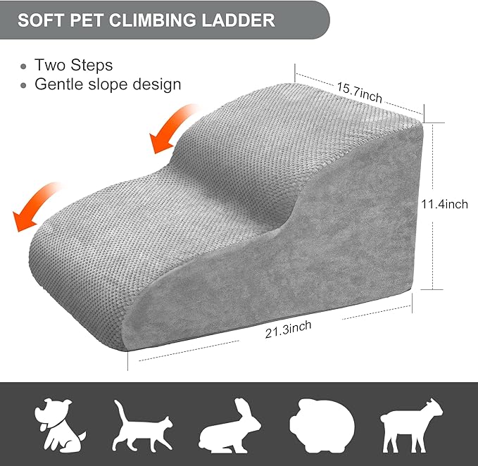 Dog Stairs for Small Dogs, High Density Foam Dog Ramp, Extra Wide Non-Slip Pet Steps for High Beds Or Couch, Soft Foam Doggie Ladder for Dogs Injured, Older Pets, Small Cats