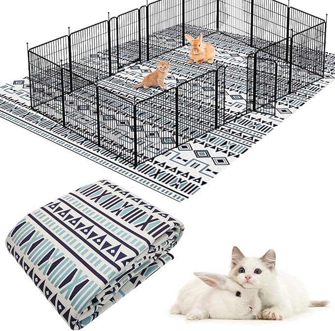 BNOSDM Extra Large Cage Liners for Rabbits 91" X 63" Washable Rabbit Pad Large Bunny Mat Anti Slip Rug for Bunnies Pet Carpet for Chinchillas Cats Guinea Pigs Dogs