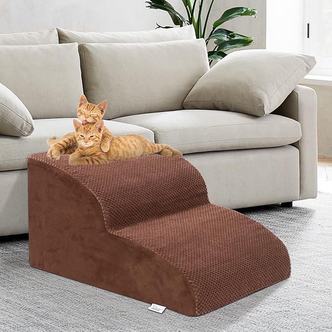 Dog Stairs for Small Dogs, High Density Foam Dog Ramp, Extra Wide Non-Slip Pet Steps for High Beds Or Couch, Soft Foam Doggie Ladder for Dogs Injured, Older Pets, Small Cats