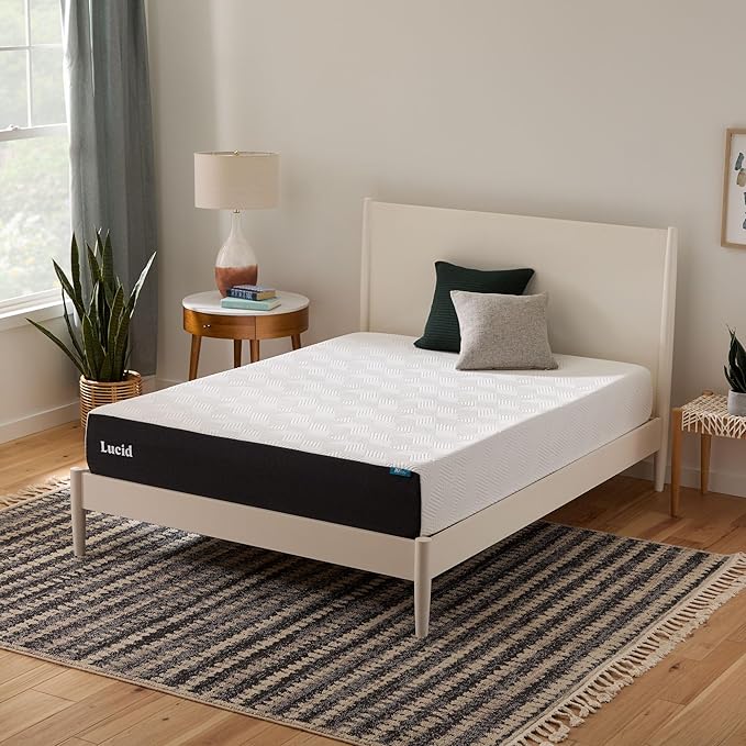Lucid 10 Inch Memory Foam Mattress - Firm Feel - Infused with Refreshing Bamboo Charcoal and Cooling Gel - Bed in a Box - Temperature Regulating - Pressure Relief - Breathable - Twin Size