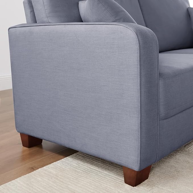 VANOMi Loveseat Couches for Living Room, Modern Sofas & Couches with Cushion & 2 Pillow, Comfy Linen Loveseat Sofa for Small Space, Office, Apartment, Light Grey