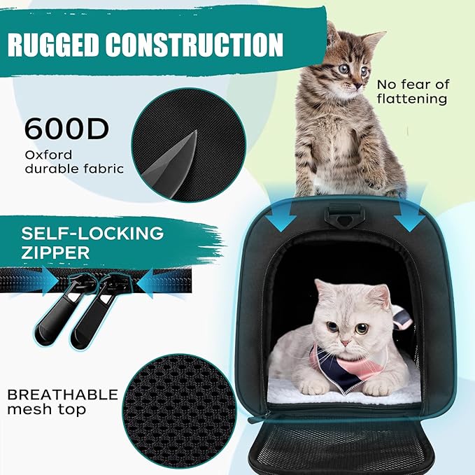 Top tasta Dog Cat Carrier Pet Carriers for Small Medium Large Cats Dogs Carrier Under 25 Lbs Soft Sided Small Puppy Dog Carrier Portable Foldable Dog Cat Travel Carrier (Black 20 * 13 * 13)