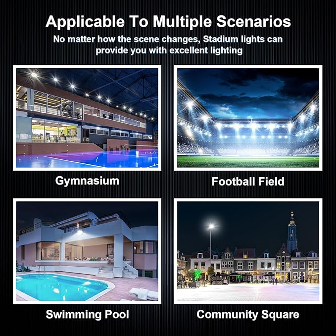 360W LED Stadium Lights Ultra-Brightness 50800 Lumen 5000K Daylight Outdoor Stadium Floodlights Commercial IP65 Field Arena Light with Adjustable Bracket 2 Pack