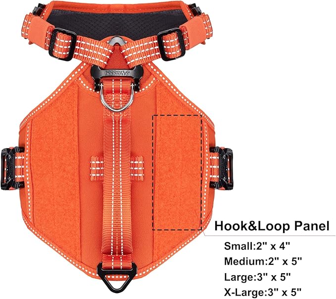 ICEFANG GN8 Tactical Dog Harness with 4X Metal Buckles for Small Sized Dogs,Reflective in Training Walking K9 Vest,No-Pull Front Leash Clip,Adjustable Pet Harness (Orange, Small (Pack of 1))