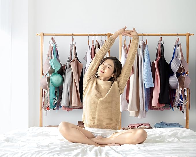 Large Bra Hanger and Bra Organizer for Closet – Tank Top Hanger Space Saving for House, Dorm, Apartment - Foldable Wooden Hangers for Closet Organizer - 20 Hooks - Cedar Wood, Natural, 2 Pack