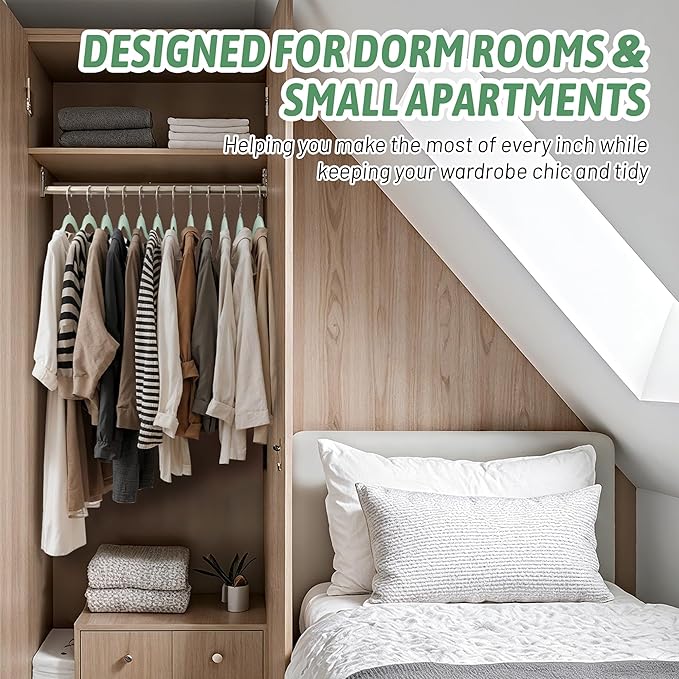 30 Pack Velvet Hangers ā Non-Slip Slim Clothes Hangers with 360° Swivel Hook, Space-Saving Flocked Shirt Hangers for Coats, Dresses, Blouses, Suits(Green)