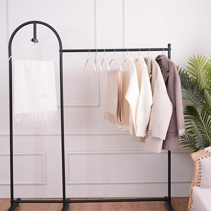 16.5 Inch Ivory No Shoulder Bumps No Mark Non-Slip Rubber Coated Contour Meta Hanger for Sweater T-Shirt Suit Coat Uniform with Pants Bar Pack of 20