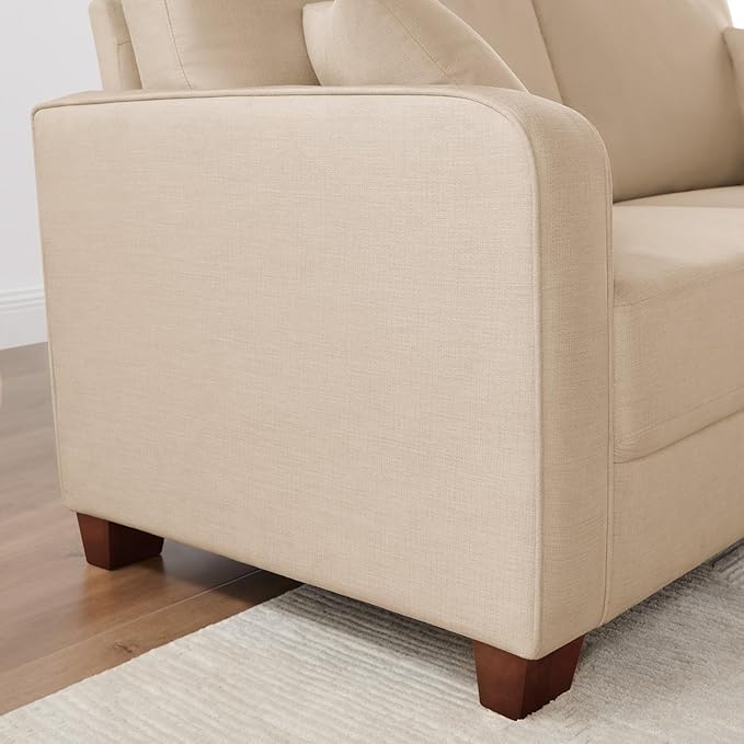 VANOMi Loveseat Couches for Living Room, Modern Sofas & Couches with Cushion & 2 Pillow, Comfy Linen Loveseat Sofa for Small Space, Office, Apartment, Beige