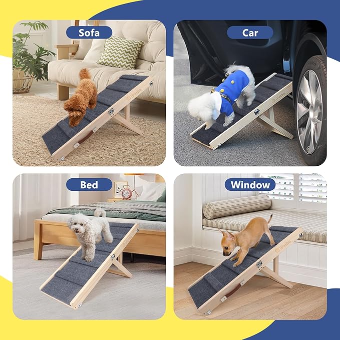 Small Dog Ramp for Bed Couch Car Folding Portable Pet Ramp for Cats Adjustable Height 21", Up to 35 lbs