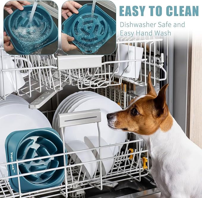 Slow Feeder Dog Bowls for Healthy Eating, Non-Slip and Anti-Choking Design, Reduces Bloating & Overeating for Medium Dogs and Cats, Easy to Clean