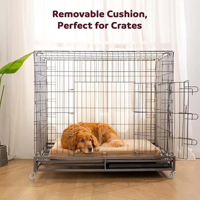 Cooling Orthopedic Large Dog Bed – Memory Foam Comfort for Big Dogs. Large Pet Couch w/Pillow, Non-Slip Bottom & Durable Zipper. Chew Proof Dog Crate Pad w/Indestructible, Waterproof & Washable Cover