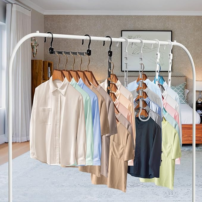 24 Pack Hangers Space Saving Magic Space Saver Storage Smart Plastic Clothes Hanger Organizer Closet Organizers and Storage for Closet Apartment College Dorm Room Essentials,Black White Grey